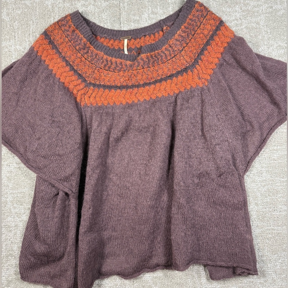 Free People Lock Lomond Off Shoulder Slutter Sleeve Sweater Wool Blend Size Sm
